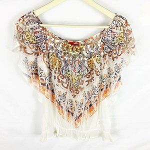 (D2-30) Bongo Women's Medium Sheer Blouse Hearts